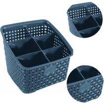 Organizador Multiuso Rattan Com 6 Divisórios Cor Chumbo