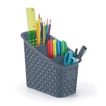 Organizador Multiuso Rattan em Plástico Chumbo com 3 Divisórias 16x11x17,8cm - Nitron