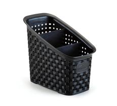 Organizador Multiuso Rattan em Plástico Preto com 3 Divisórias 16x11x17,8cm - Nitron