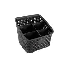 Organizador Multiuso Rattan em Plástico Preto com 6 Divisórias 19,1x16x17,8cm - Nitron