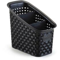 Organizador Multiuso Rattan Preto C/ Divisórias 18x11x16 Cm