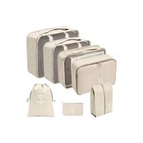 Organizador Nécessaire Mala De Viagem Kit 7 Peças Saco Bege