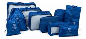 Organizador necessaire para mala de viagem kit 10 peças coleção unique - azul marinho Organizador necessaire para mala de viagem kit 10 peças coleção unique - azul marinho