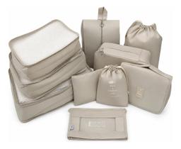 Organizador necessaire para mala de viagem kit 10 peças coleção unique - bege Organizador necessaire para mala de viagem kit 10 peças coleção unique - bege