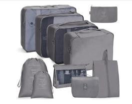 Organizador necessaire para mala de viagem kit 10 peças coleção unique - cinza Organizador necessaire para mala de viagem kit 10 peças coleção unique - cinza