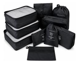 Organizador necessaire para mala de viagem kit 10 peças coleção unique - preto Organizador necessaire para mala de viagem kit 10 peças coleção unique - preto