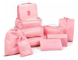 Organizador necessaire para mala de viagem kit 10 peças coleção unique - rosa Organizador necessaire para mala de viagem kit 10 peças coleção unique - rosa