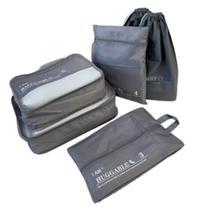 Organizador necessaire para mala de viagem kit 6 peças coleção unique - cinza