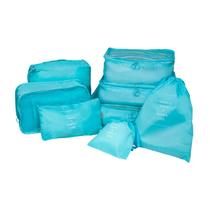Organizador necessaire para mala de viagem kit 8 peças coleção unique - azul claro Organizador necessaire para mala de viagem kit 8 peças coleção unique - azul claro