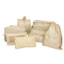 Organizador necessaire para mala de viagem kit 8 peças coleção unique - bege Organizador necessaire para mala de viagem kit 8 peças coleção unique - bege