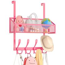 Organizador Over The Door Hooks Kaiferty Coat Rack rosa de 2 camadas Organizador Over The Door Hooks Kaiferty Coat Rack rosa de 2 camadas
