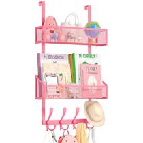 Organizador Over The Door Hooks Kaiferty Coat Rack rosa de 3 camadas Organizador Over The Door Hooks Kaiferty Coat Rack rosa de 3 camadas