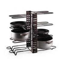 Organizador panelas frigideiras rack inox ajustavel armarios bancadas suporte multiuso grande 8 divisorias paneleiro coz