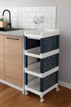 Organizador Para Ambientes Pequenos com 4 Prateleiras e Rodízios