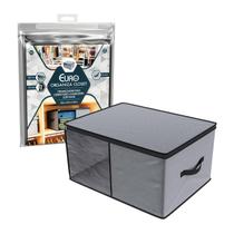 Organizador para cobertor e edredom com visor, cinza, ORG0785, Euro Home