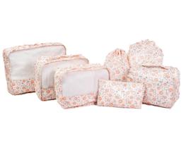 Organizador para mala de viagem kit com 7 peças estampa cereja