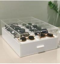 Organizador para óculos, com gaveta branca