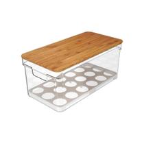 Organizador Para Ovos Com Tampa Em Bambu Clear Fresh 36 Unidades Ou