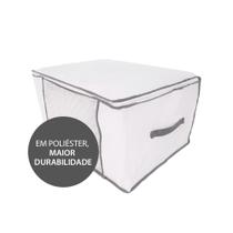 Organizador Para Roupas de Cama Mesa e Banho G Vizapi Exclusive 60x45x30cm Branco Cinza
