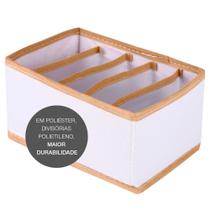 Organizador Para Roupas e Acessórios 5 Divisórias Vizapi Exclusive 20x13x10cm Branco Bege