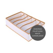 Organizador Para Roupas e Acessórios 6 Divisórias Vizapi Classic 33x21x9cm Branco Bege