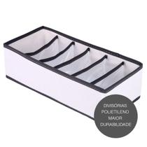 Organizador Para Roupas e Acessorios 6 Divisorias Vizapi Classic 35x15x10cm Branco Cinza Organizador Para Roupas e Acessorios 6 Divisorias Vizapi Classic 35x15x10cm Branco Cinza