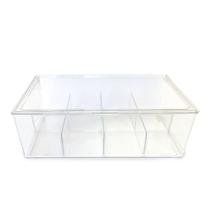 Organizador Para Sachês Açúcar Caixa Com 8 Divisórias E Tampa Acrílico Transparente