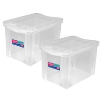 Organizador Plástico 30L Tampa Transparente Ordene Kit 2 Organizador Plástico 30L Tampa Transparente Ordene Kit 2