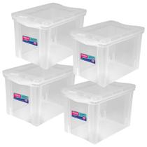 Organizador Plástico 30L Tampa Transparente Ordene Kit 4 Organizador Plástico 30L Tampa Transparente Ordene Kit 4