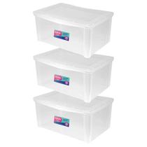 Organizador Plástico 65L Tampa Transparente Ordene Kit 3