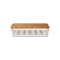 Organizador Porta 18 Ovos Para Geladeira Com Tampa De Bambu OU Martiplast