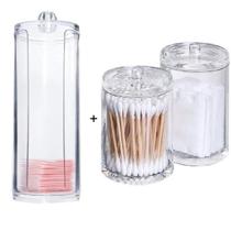 Organizador Porta Algodão + Acrílico Cotonete Kit Para Banheiro