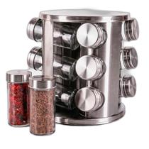 Organizador Porta Condimentos Vidro Giratório Tampa Inox Organizador Porta Condimentos Vidro Giratório Tampa Inox