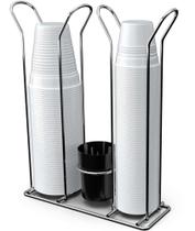 Organizador Porta Copos Descartável Aço Cromado 2 Compartimentos 80/200ML Organizador Porta Copos Descartável Aço Cromado 2 Compartimentos 80/200ML