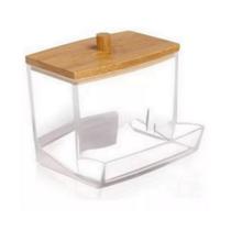 Organizador Porta Cotonete Acrilico E Bambu 9x7cm - Decora Organizador Porta Cotonete Acrilico E Bambu 9x7cm - Decora