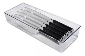 Organizador Porta Facas 5 Divisórias Transparente Acrílico