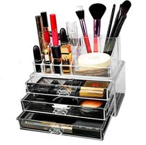 Organizador Porta Maquiagem Acrílico 3 Gavetas - 16 Nichos para Pincéis, Batom e Itens de Beleza Organizador Porta Maquiagem Acrílico 3 Gavetas - 16 Nichos para Pincéis, Batom e Itens de Beleza