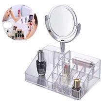 Organizador Porta Maquiagem Cosméticos Acrílico Espelho Mesa
