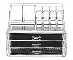 Organizador Porta Maquiagem Pincel Batom Acrílico 3 Gavetas Organizador Porta Maquiagem Pincel Batom Acrílico 3 Gavetas