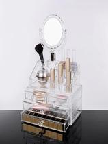 Organizador Porta Maquiagem Pincel Batom Acrílico 4 Gavetas e espelho