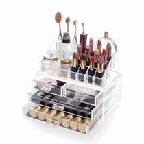 Organizador Porta Maquiagem Pincel Batom Acrílico 4 Gavetas - VISION Organizador Porta Maquiagem Pincel Batom Acrílico 4 Gavetas - VISION