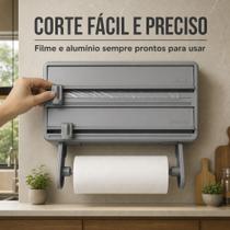 Organizador Porta Rolos 3 em 1 Papel Toalha Filme PVC Papel Alumínio Suporte Parede Organizador Porta Rolos 3 em 1 Papel Toalha Filme PVC Papel Alumínio Suporte Parede