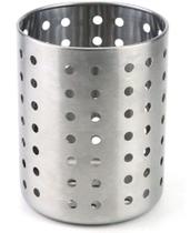 Organizador Porta Talher Redondo Vazado Aço Inox 12,5x9cm Prata