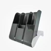 Organizador Porta Talheres 2em1 c/ Tampa 4 Divisórias PRETO