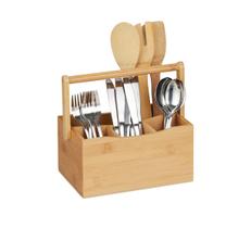 Organizador porta talheres de bambu com alça 22x15,5x25cm Organizador porta talheres de bambu com alça 22x15,5x25cm