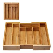 Organizador Porta Talheres De Gaveta Extensível Com Divisórias De Bambu 35x29cm Organizador Porta Talheres De Gaveta Extensível Com Divisórias De Bambu 35x29cm