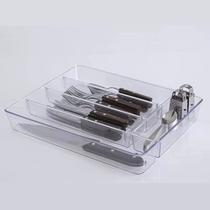 Organizador Porta Talheres Gaveta Cinco Divisórias Transparente Resistente - Plastutti - 452/01