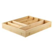 Organizador Porta Talheres Utensílios Bambu 6 Divisórias Ou