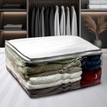 Organizador Porta Tudo Caixa Multiuso Com Ziper Guarda Roupas Cobertor Edredom Lençol