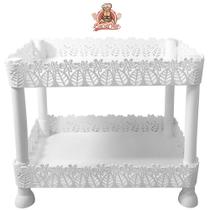 Organizador prateleira dupla de plastico retangular branco 26x23x16,5cm